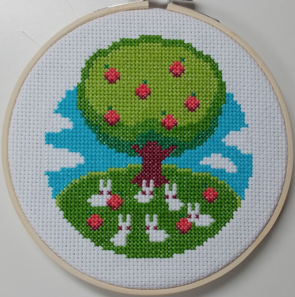 Photo of 'Apple Bunnies' finished cross stitch project