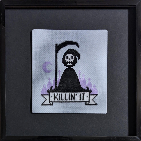 Photo of 'Killin' In' finished cross stitch project