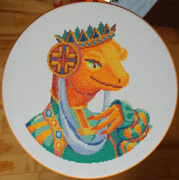 Photo of 'Lady Lizard' finished cross stitch project