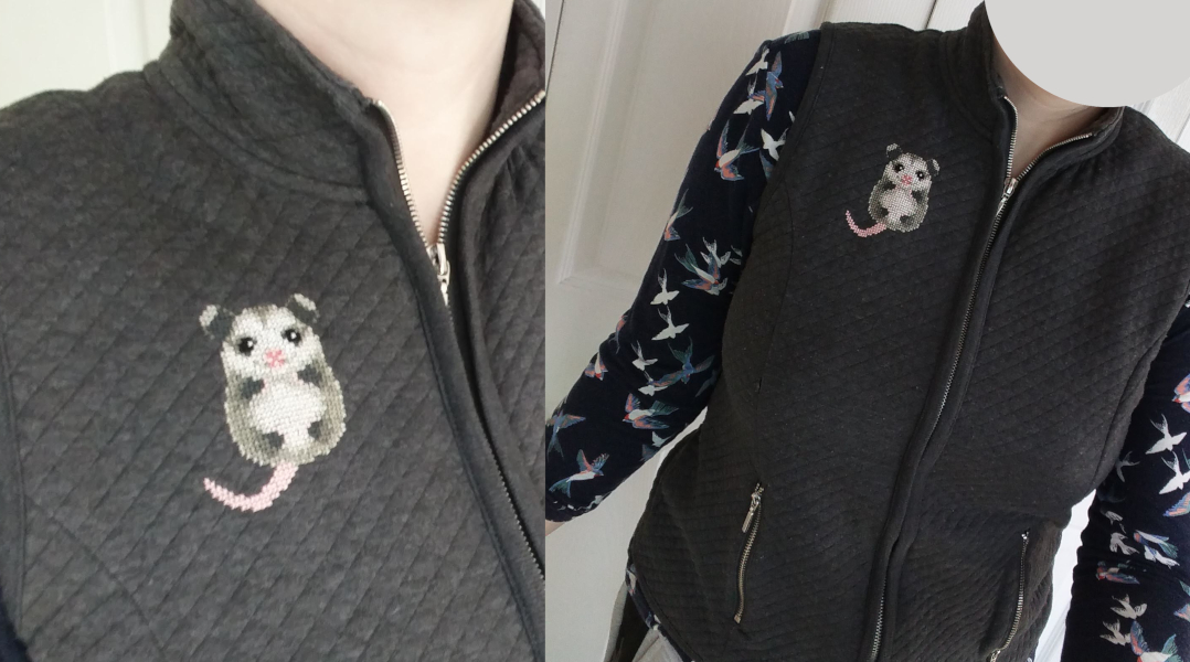 Photo of 'Baby Possum Vest' finished cross stitch project