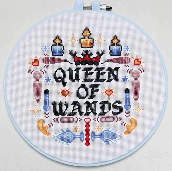 Photo of 'Queen of Wands' finished cross stitch project