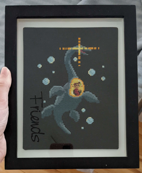 Photo of 'Robot Elasomosaurus' finished cross stitch project
