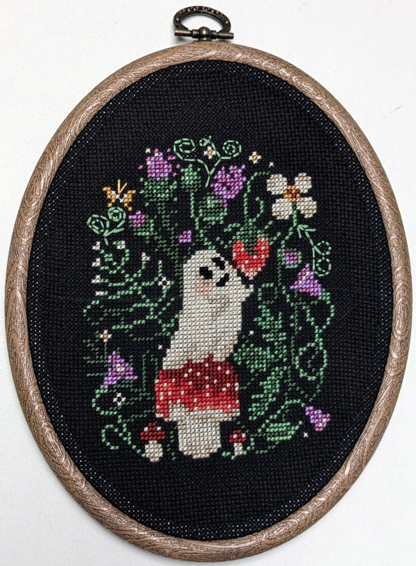 Photo of 'Strawberry Ghost' finished cross stitch project